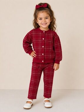 H&M Girls' Plaid red Set